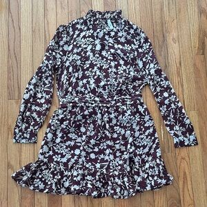 Mango Burgundy and Cream Floral Blouse